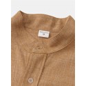 Men's Shirt Solid Color Stand Collar Street Casual Button-Down Short Sleeve Tops Casual Fashion Comfortable Black Light Green Khaki/Summer Shirts