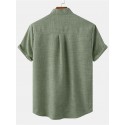 Men's Shirt Solid Color Stand Collar Street Casual Button-Down Short Sleeve Tops Casual Fashion Comfortable Black Light Green Khaki/Summer Shirts