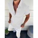Men's Shirt Solid Color Turndown Street Casual Daily Button-Down Short Sleeve Tops Basic Comfortable Lightweight Summer Shirt Holiday Vacation Fashion Style