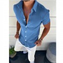 Men's Shirt Solid Color Turndown Street Casual Daily Button-Down Short Sleeve Tops Basic Comfortable Lightweight Summer Shirt Holiday Vacation Fashion Style