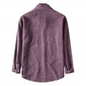 Men's Corduroy Shirt Solid Color Turndown Street Daily Button-Down Long Sleeve Tops Casual Fashion Comfortable Light Purple Blue Pink  Winter Fall Spring Warm Pocket