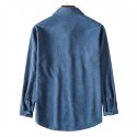 Men's Corduroy Shirt Solid Color Turndown Street Daily Button-Down Long Sleeve Tops Casual Fashion Comfortable Light Purple Blue Pink  Winter Fall Spring Warm Pocket