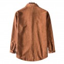 Men's Corduroy Shirt Solid Color Turndown Street Daily Button-Down Long Sleeve Tops Casual Fashion Comfortable Light Purple Blue Pink  Winter Fall Spring Warm Pocket