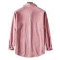 Men's Corduroy Shirt Solid Color Turndown Street Daily Button-Down Long Sleeve Tops Casual Fashion Comfortable Light Purple Blue Pink  Winter Fall Spring Warm Pocket