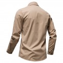 Men's Cargo Shirt Shirt Jacket Solid Color Turndown Black Army Green Khaki Navy Blue Long Sleeve Outdoor Street Button-Down Tops Cotton Comfortable Pocket Wrinkle-Free