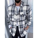 Men's Shirt Jacket Plaid / Check Turndown Black Long Sleeve Outdoor Street Pocket Tops Streetwear Sporty Casual / Fall