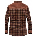 men's winter thick fuzzy sherpa lined corduroy plaid button up flannel shirt jacket (plaid-green, medium)