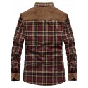 men's winter thick fuzzy sherpa lined corduroy plaid button up flannel shirt jacket (plaid-green, medium)