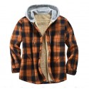Men's Flannel Shirt Shirt Jacket Solid Color Turndown Army Green Orange Beige Coffee Long Sleeve Street Daily Button-Down Tops Fashion Casual Comfortable / Beach