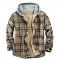 Men's Flannel Shirt Shirt Jacket Solid Color Turndown Army Green Orange Beige Coffee Long Sleeve Street Daily Button-Down Tops Fashion Casual Comfortable / Beach