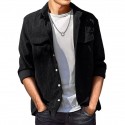 Men's Corduroy Shirt Shirt Jacket Solid Color Turndown Wine Black Army Green Khaki Light gray Long Sleeve Daily Holiday Button-Down Tops Simple Casual Comfortable Pocket