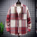 Men's Shirt Shirt Jacket Plaid Turndown Green Blue Yellow Red Long Sleeve Outdoor Street Button-Down Tops Fashion Streetwear Casual Comfortable / Summer / Spring / Summer