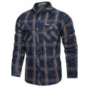 Men's Shirt Shirt Jacket Lattice Turndown Army Green Khaki Royal Blue Long Sleeve Casual Daily Tops Cotton Sportswear Lightweight