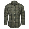 Men's Shirt Shirt Jacket Lattice Turndown Army Green Khaki Royal Blue Long Sleeve Casual Daily Tops Cotton Sportswear Lightweight