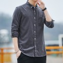 Men's Corduroy Shirt Shirt Jacket Solid Color Turndown Wine Blue Light gray Dark Gray Brown Long Sleeve Daily Holiday Button-Down Tops Simple Casual Comfortable
