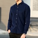 Men's Corduroy Shirt Shirt Jacket Solid Color Turndown Wine Blue Light gray Dark Gray Brown Long Sleeve Daily Holiday Button-Down Tops Simple Casual Comfortable