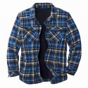 Men's Shirt Jacket Stripes and Plaid Turndown Blue Wine Long Sleeve Print Street Daily Pocket Tops Streetwear Casual / Winter / Winter