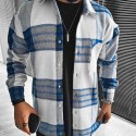 Men's Shirt Jacket Stripes and Plaid Turndown White Long Sleeve Print Street Daily Tops Stylish / Winter / Fall / Winter