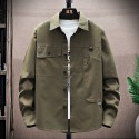 Men's Cargo Shirt Shirt Jacket Solid Color Turndown Army Green Dusty Rose Long Sleeve Outdoor Street Button-Down Tops Cotton Comfortable Pocket Wrinkle-Free
