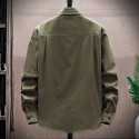 Men's Cargo Shirt Shirt Jacket Solid Color Turndown Army Green Dusty Rose Long Sleeve Outdoor Street Button-Down Tops Cotton Comfortable Pocket Wrinkle-Free