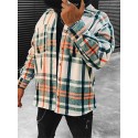 Men's Shirt Shirt Jacket Plaid Collar Beige Long Sleeve Outdoor Street Button-Down Print Tops Fashion Casual Comfortable / Winter / Fall / Winter