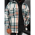Men's Shirt Shirt Jacket Plaid Collar Beige Long Sleeve Outdoor Street Button-Down Print Tops Fashion Casual Comfortable / Winter / Fall / Winter