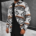 Men's Thick Shirt Shirt Jacket Argyle Turndown White Long Sleeve Print Daily Vacation Button-Down Tops Fashion Casual Comfortable / Winter / Fall / Winter