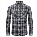 Men's Flannel Shirt Shirt Jacket Plaid Turndown Sea Blue Blue Dark Green Royal Blue Red Long Sleeve Print Street Daily Button-Down Tops Fashion Casual Comfortable / Beach
