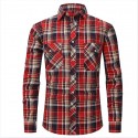 Men's Flannel Shirt Shirt Jacket Plaid Turndown Sea Blue Blue Dark Green Royal Blue Red Long Sleeve Print Street Daily Button-Down Tops Fashion Casual Comfortable / Beach