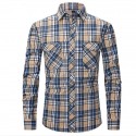 Men's Flannel Shirt Shirt Jacket Plaid Turndown Sea Blue Blue Dark Green Royal Blue Red Long Sleeve Print Street Daily Button-Down Tops Fashion Casual Comfortable / Beach