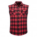 Men's Shirt Shirt Jacket Plaid Turndown Wine Black / White Black / Gray Royal Blue Red Sleeveless Outdoor Street Button-Down Tops Fashion Casual Breathable Comfortable / Summer / Summer