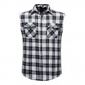 Men's Shirt Shirt Jacket Plaid Turndown Wine Black / White Black / Gray Royal Blue Red Sleeveless Outdoor Street Button-Down Tops Fashion Casual Breathable Comfortable / Summer / Summer