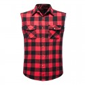 Men's Shirt Shirt Jacket Plaid Turndown Wine Black / White Black / Gray Royal Blue Red Sleeveless Outdoor Street Button-Down Tops Fashion Casual Breathable Comfortable / Summer / Summer