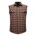 Men's Shirt Shirt Jacket Plaid Turndown Wine Black / White Black / Gray Royal Blue Red Sleeveless Outdoor Street Button-Down Tops Fashion Casual Breathable Comfortable / Summer / Summer
