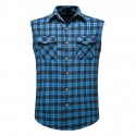 Men's Shirt Shirt Jacket Plaid Turndown Wine Black / White Black / Gray Royal Blue Red Sleeveless Outdoor Street Button-Down Tops Fashion Casual Breathable Comfortable / Summer / Summer