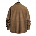 Men's Corduroy Shirt Shirt Jacket Check Turndown Black Red Brown Long Sleeve Print Daily Holiday Button-Down Tops Simple Casual Comfortable Pocket