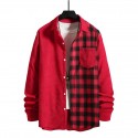 Men's Corduroy Shirt Shirt Jacket Check Turndown Black Red Brown Long Sleeve Print Daily Holiday Button-Down Tops Simple Casual Comfortable Pocket