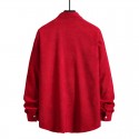 Men's Corduroy Shirt Shirt Jacket Check Turndown Black Red Brown Long Sleeve Print Daily Holiday Button-Down Tops Simple Casual Comfortable Pocket