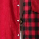 Men's Corduroy Shirt Shirt Jacket Check Turndown Black Red Brown Long Sleeve Print Daily Holiday Button-Down Tops Simple Casual Comfortable Pocket
