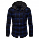 men's long sleeve hoodie plaid flannel button down shirt