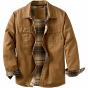 Men's Flannel Shirt Shirt Jacket Solid Color Turndown White Army Green Brown Long Sleeve Street Daily Button-Down Tops Fashion Casual Comfortable / Beach
