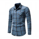 Men's Shirt Shirt Jacket Plaid Turndown Blue Light Brown Brown Long Sleeve Outdoor Street Button-Down Tops Fashion Casual Breathable Comfortable