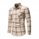 Men's Shirt Shirt Jacket Plaid Turndown Blue Light Brown Brown Long Sleeve Outdoor Street Button-Down Tops Fashion Casual Breathable Comfortable