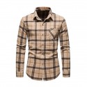 Men's Shirt Shirt Jacket Plaid Turndown Blue Light Brown Brown Long Sleeve Outdoor Street Button-Down Tops Fashion Casual Breathable Comfortable