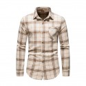 Men's Shirt Shirt Jacket Plaid Turndown Blue Light Brown Brown Long Sleeve Outdoor Street Button-Down Tops Fashion Casual Breathable Comfortable