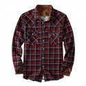 Men's Shirt Shirt Jacket Check Turndown Army Green Royal Blue Red Long Sleeve Print Street Daily Button-Down Tops Casual Comfortable