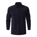 Men's Corduroy Shirt Solid Color Pocket Turndown Street Daily Casual Button-Down Long Sleeve Tops Casual Fashion Comfortable Wine Khaki Navy Blue Winter Fall Spring Warm