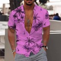 Men's Shirt Coconut Tree Turndown Green White Purple Yellow Short Sleeve Print Outdoor Street Button-Down Print Tops Fashion Designer Casual Hawaiian / Summer / Spring / Summer