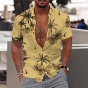 Men's Shirt Coconut Tree Turndown Green White Purple Yellow Short Sleeve Print Outdoor Street Button-Down Print Tops Fashion Designer Casual Hawaiian / Summer / Spring / Summer