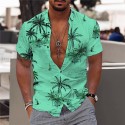 Men's Shirt Coconut Tree Turndown Green White Purple Yellow Short Sleeve Print Outdoor Street Button-Down Print Tops Fashion Designer Casual Hawaiian / Summer / Spring / Summer